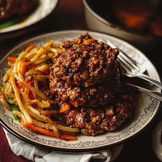 Savory Ground Beef Patties with Sautéed Vegetables
