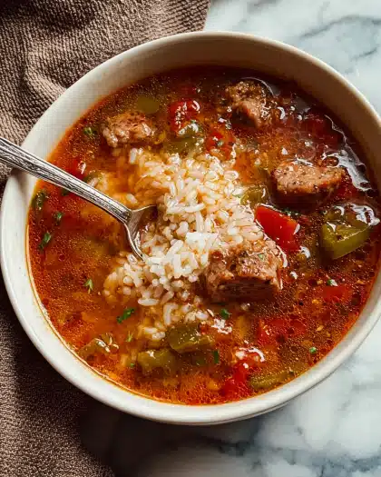 Sausage and Pepper Rice Soup