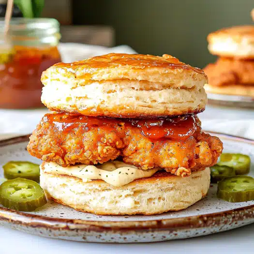 Spicy Fried Chicken Biscuit Sandwich