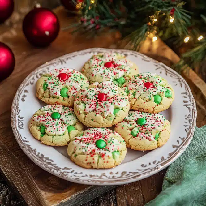Christmas M&M Sprinkle Cookies