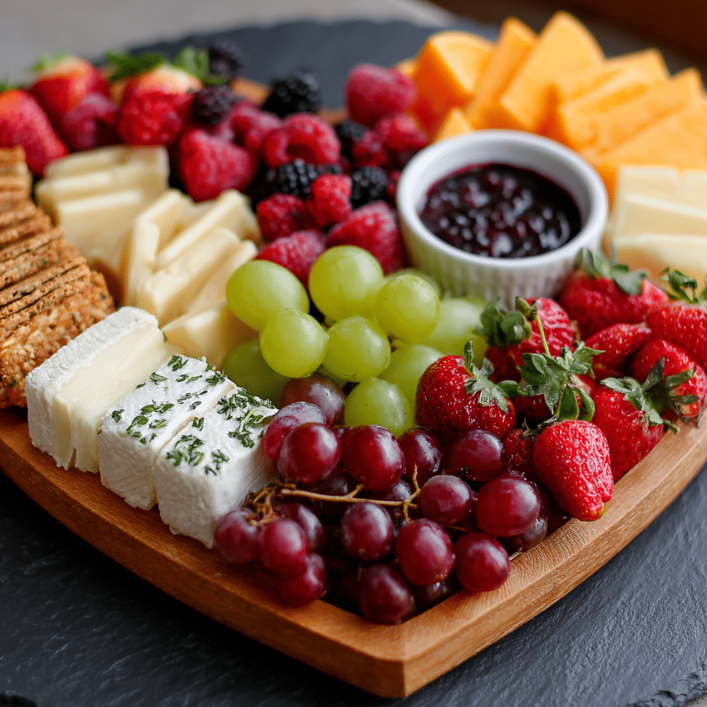 Heart-Shaped Fruit and Cheese Platter Recipe - Recipe Image