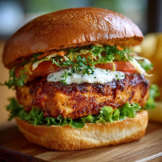 Cajun Chicken Burger: Bold Spiced Red-Brown Flavor Recipe - Recipe Image