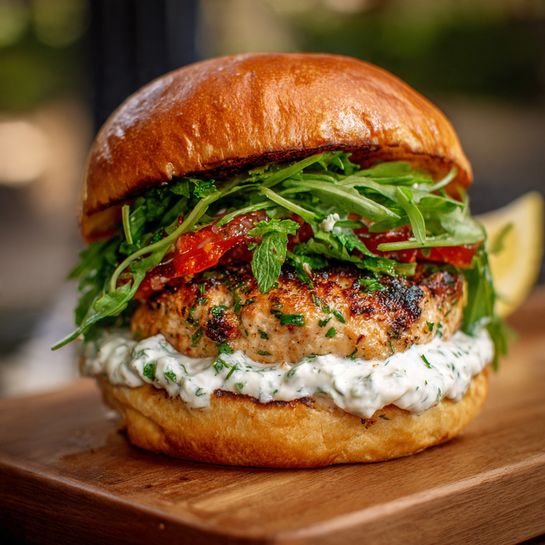 Mediterranean Chicken Burger: Fresh Herb and Yogurt Balance