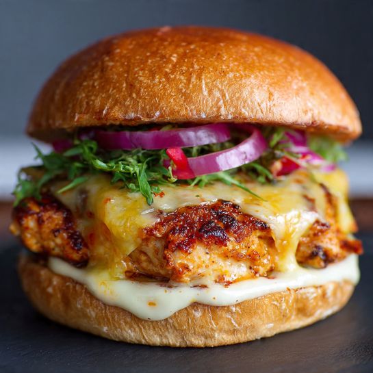Spicy Chicken Burger: Fiery Red Heat Recipe - Recipe Image