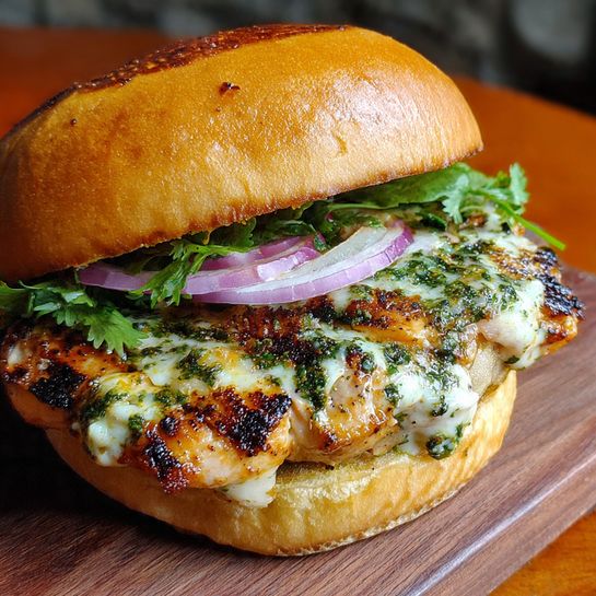 Grilled Chicken Burger: Herb Green Freshness Recipe - Recipe Image