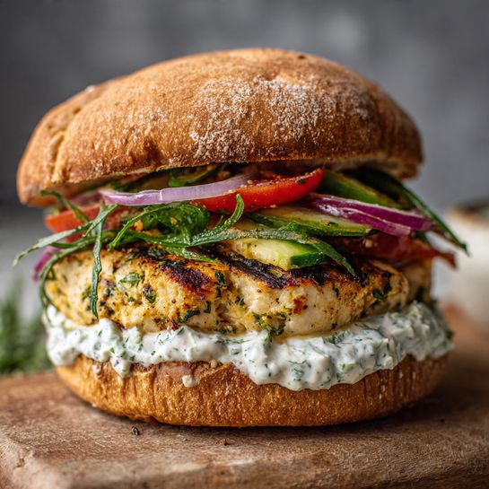 Mediterranean Chicken Burger: Fresh Herb and Yogurt Balance - Recipe Image