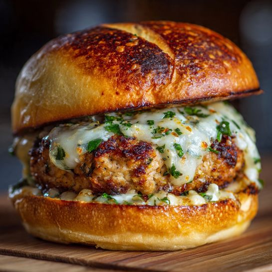 Garlic Parmesan Chicken Burger: Creamy White Savory Indulgence
