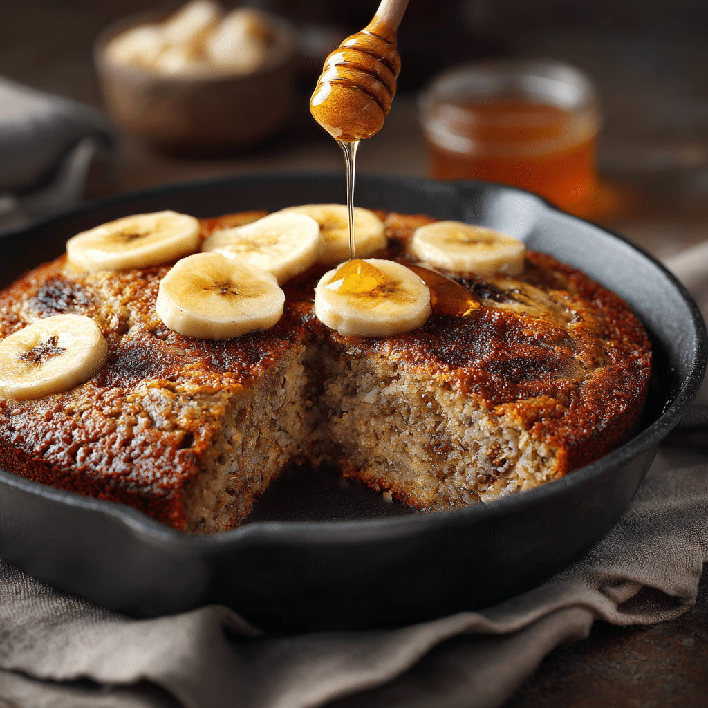 Soft Banana Oat Skillet Cake Recipe