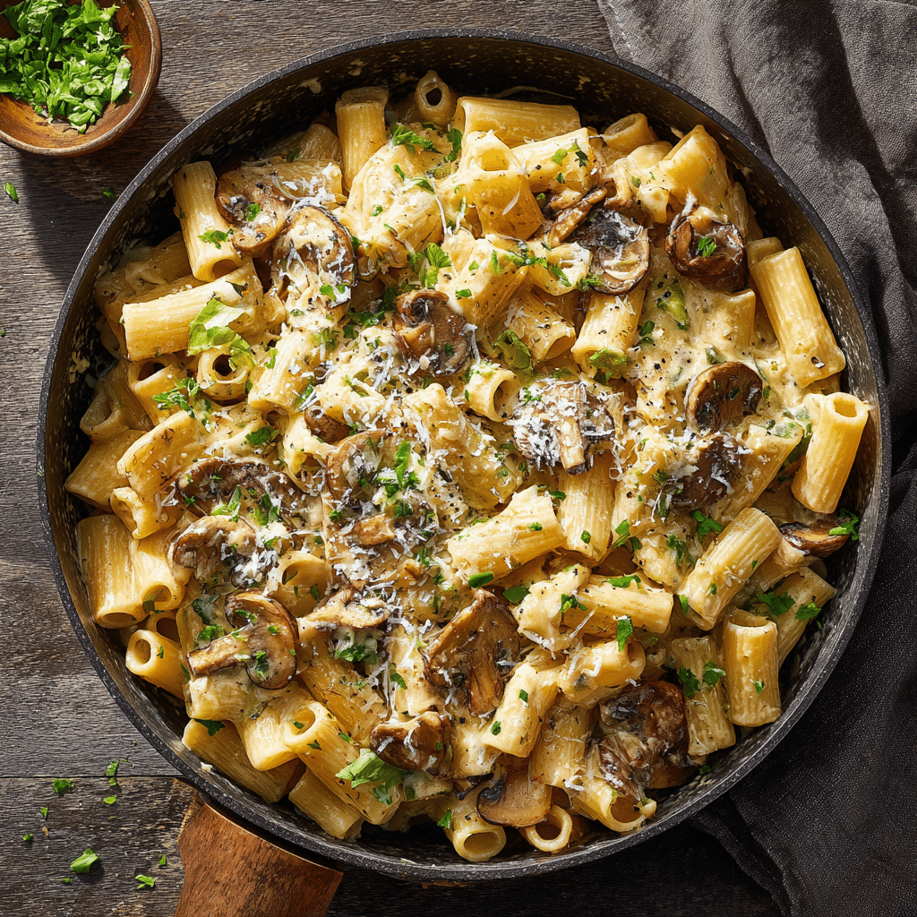 Creamy Mushroom & Herb Skillet Pasta Recipe