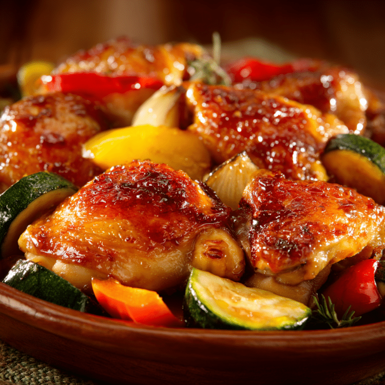 Golden Honey-Glazed Chicken with Soft Vegetables Recipe