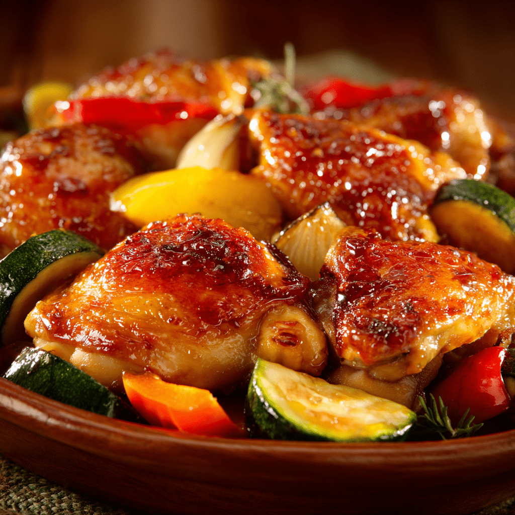 Golden Honey-Glazed Chicken with Soft Vegetables Recipe