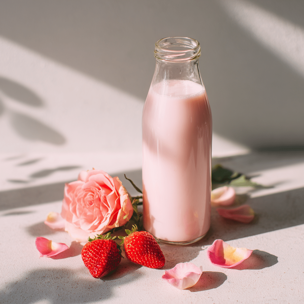 Sweetheart Strawberry Rose Milk Recipe