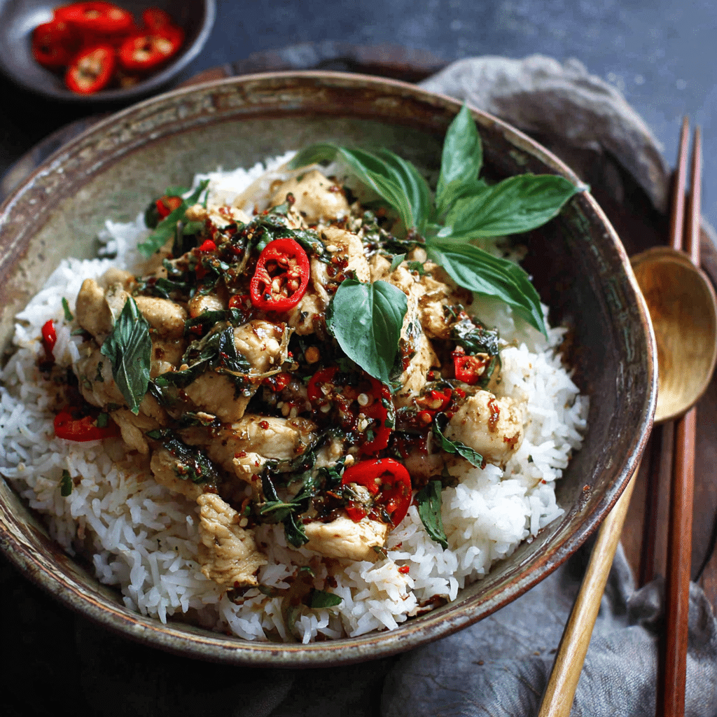 Spicy Thai Basil Chicken Rice: Fragrant & Fiery Recipe