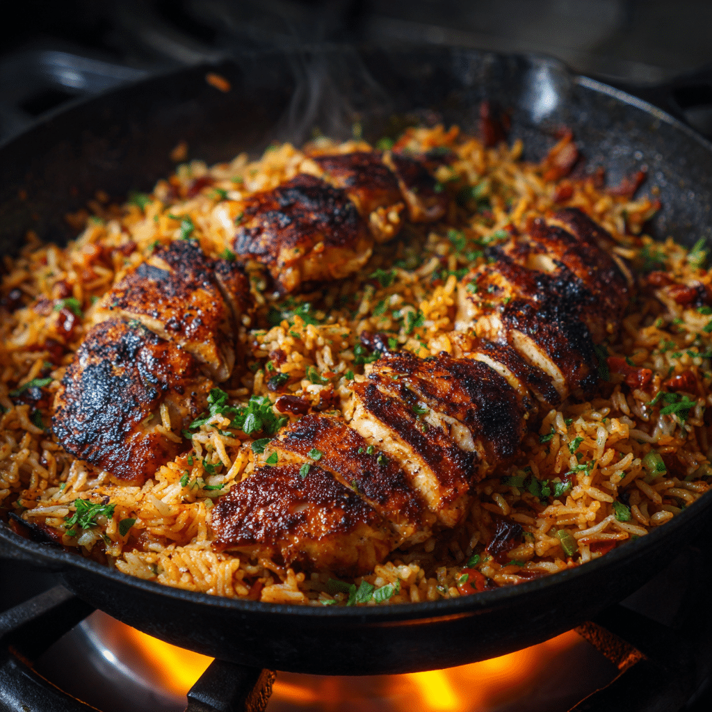 Extreme Spicy Cajun Chicken Rice: Fire Builds Slowly Recipe