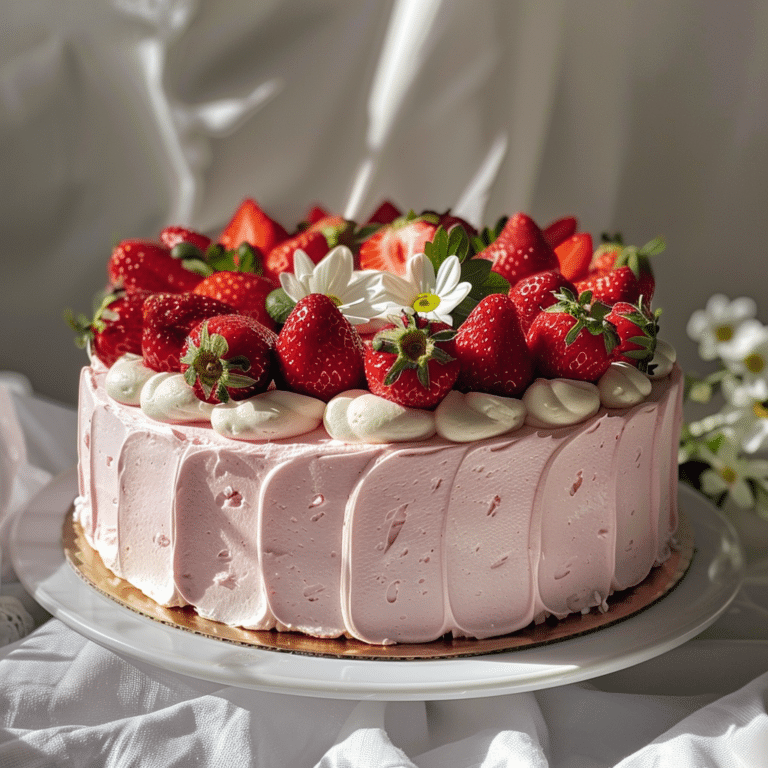 Vanilla Strawberry Cloud Cake – Soft & Dreamy Dessert Recipe