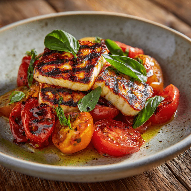 Grilled Halloumi & Tomato Salad Recipe