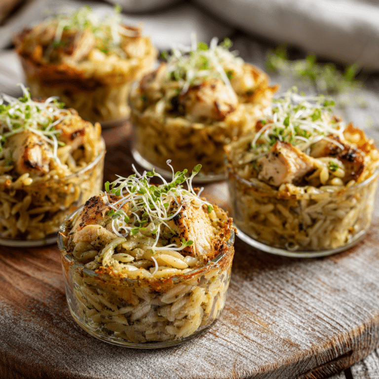 Creamy Pesto Chicken Orzo Cups Recipe