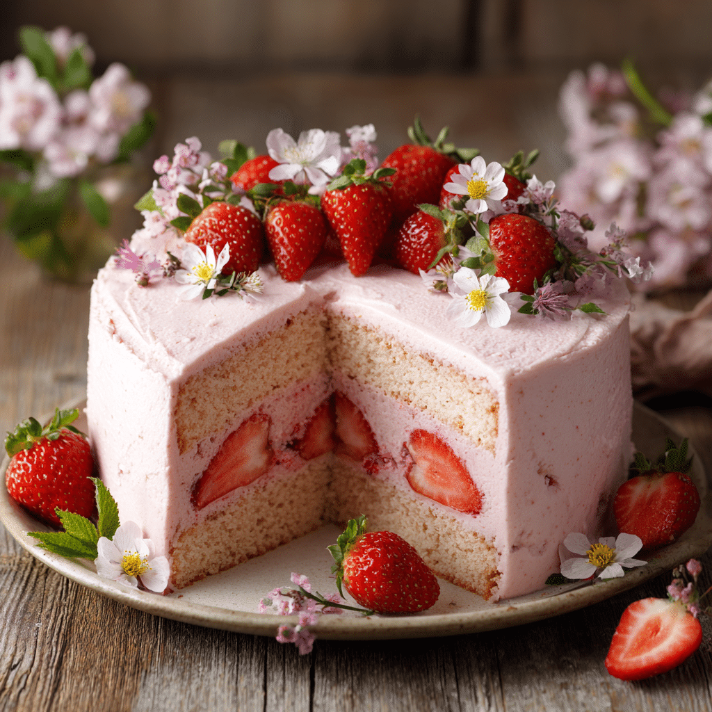 Strawberry Bloom Garden Cake Recipe