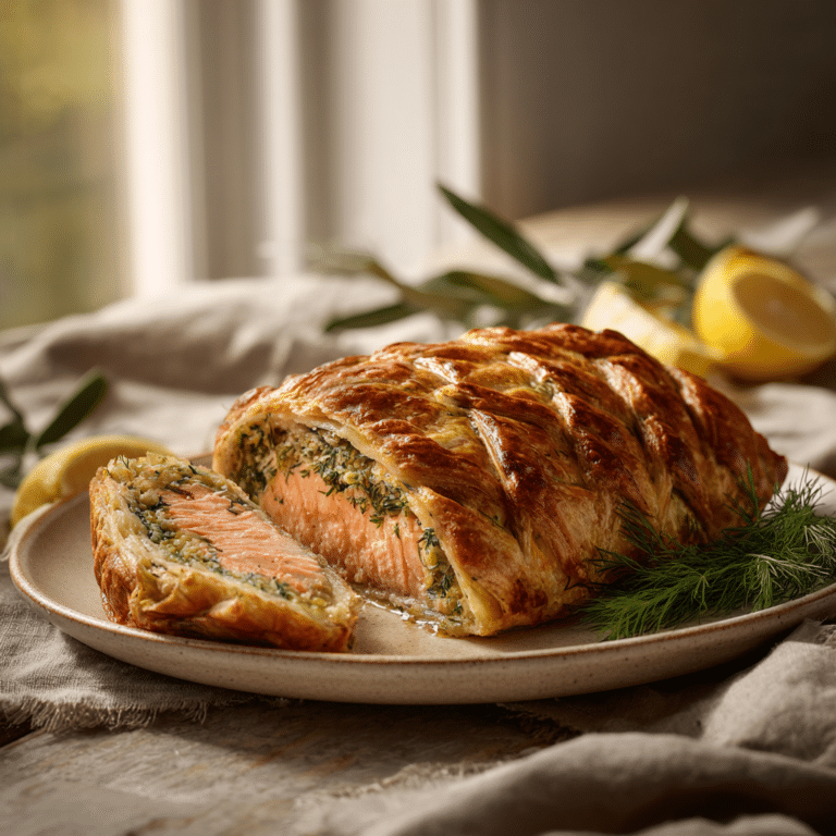 Mediterranean Herb-Crusted Salmon en Croûte Recipe