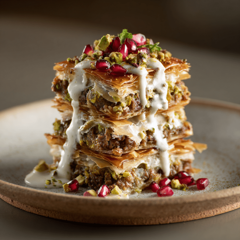 Spiced Lamb & Pistachio Phyllo Tower Recipe