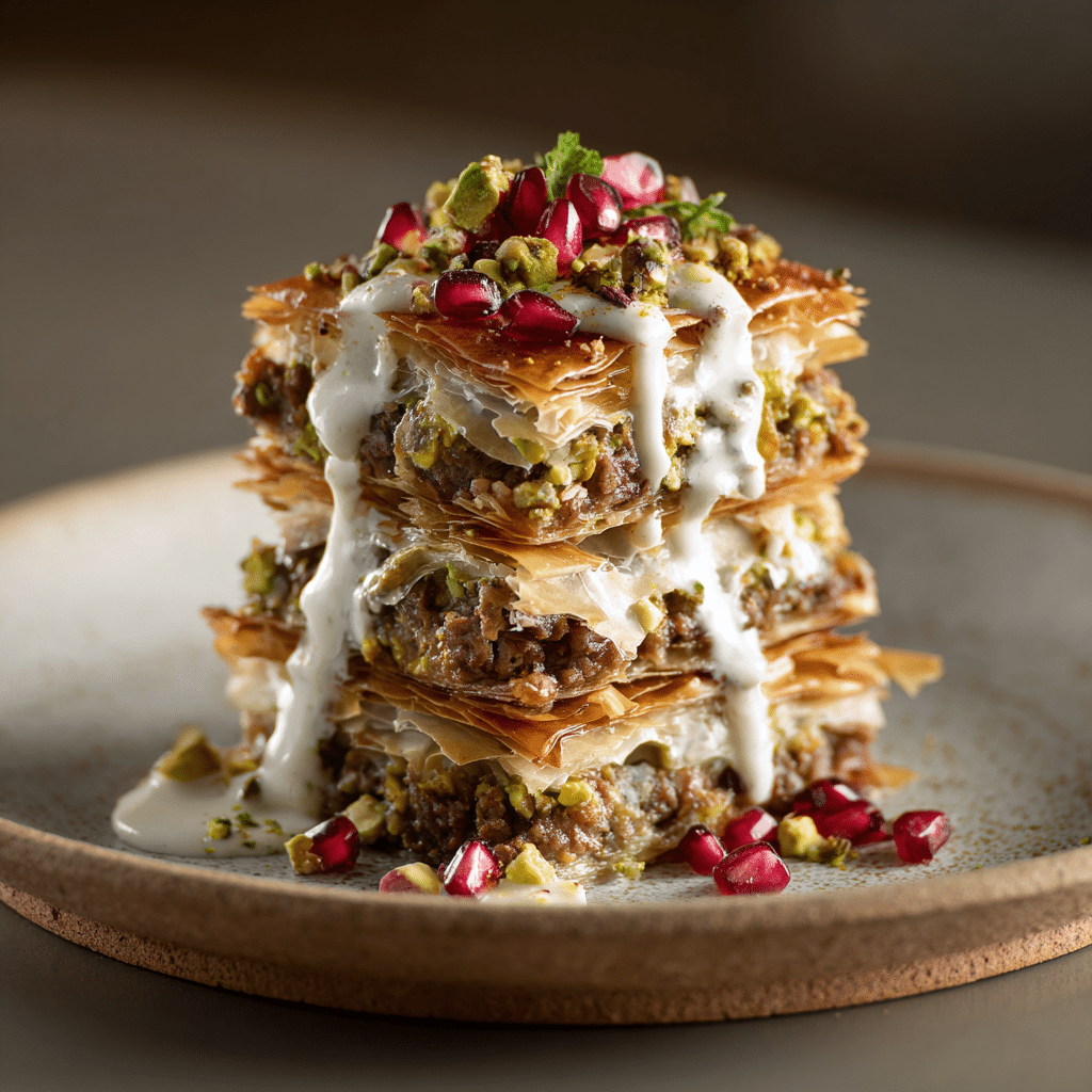 Spiced Lamb & Pistachio Phyllo Tower Recipe