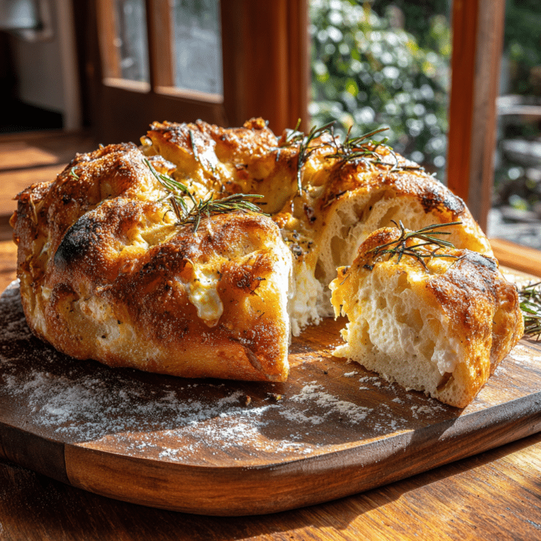 Roasted Garlic & Burrata Stuffed Focaccia Crown Recipe