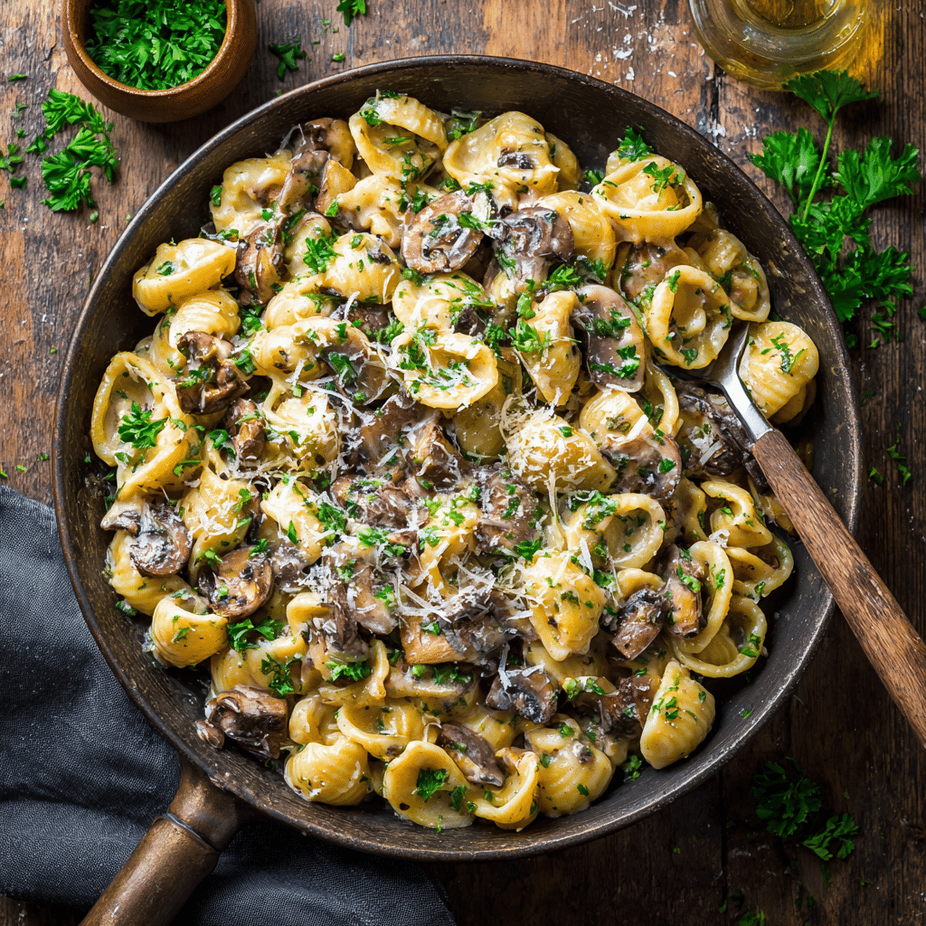 Creamy Mushroom & Herb Skillet Pasta Recipe - Recipe Image