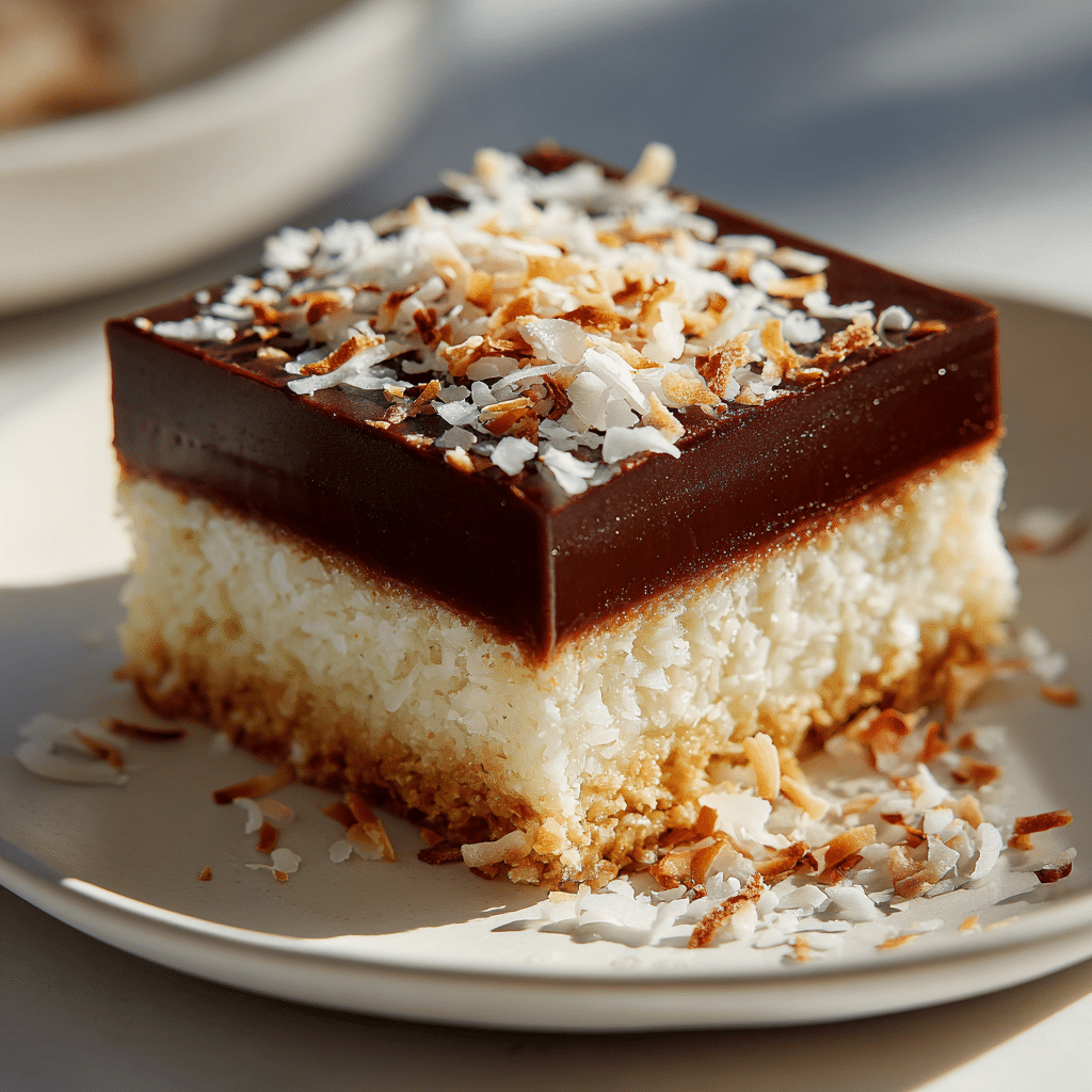 No-Bake Coconut Chocolate Slice Recipe - Recipe Image