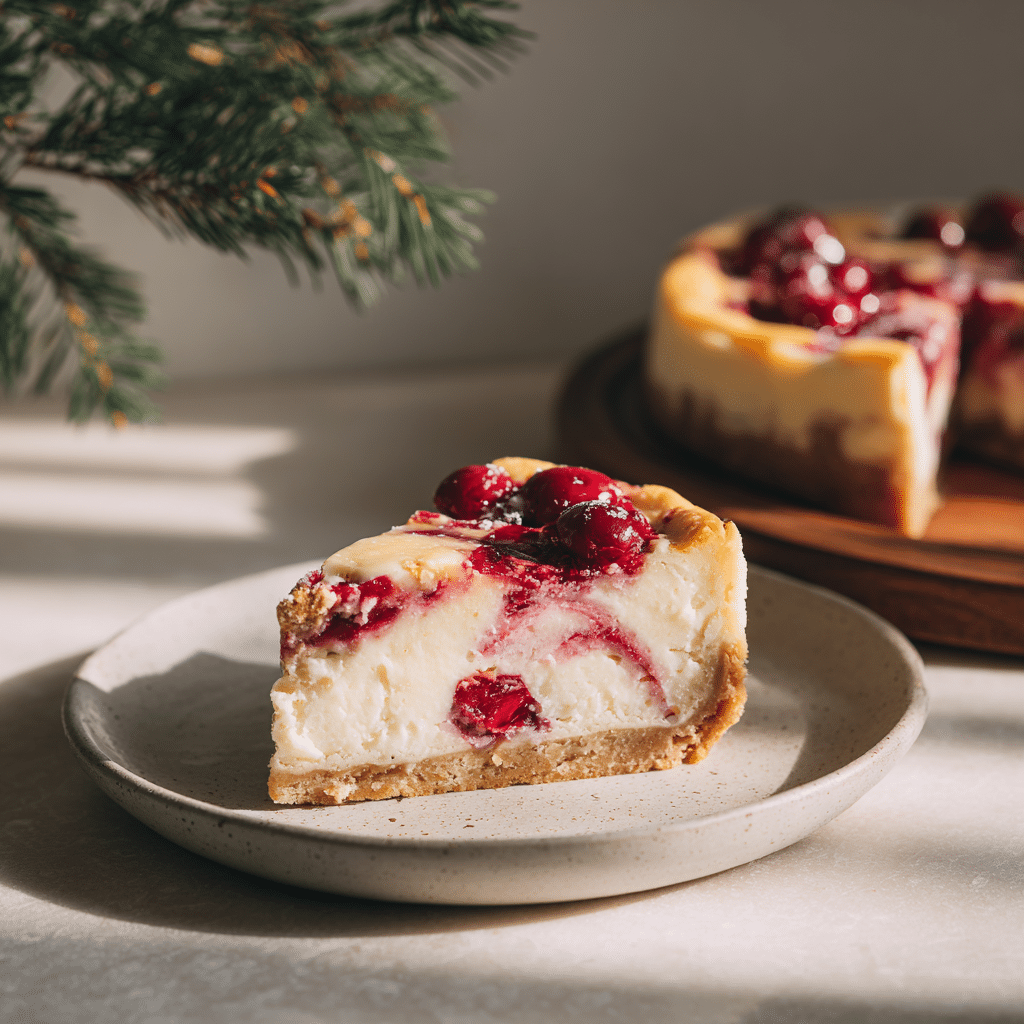 White Chocolate Cranberry Cheesecake Recipe - Recipe Image