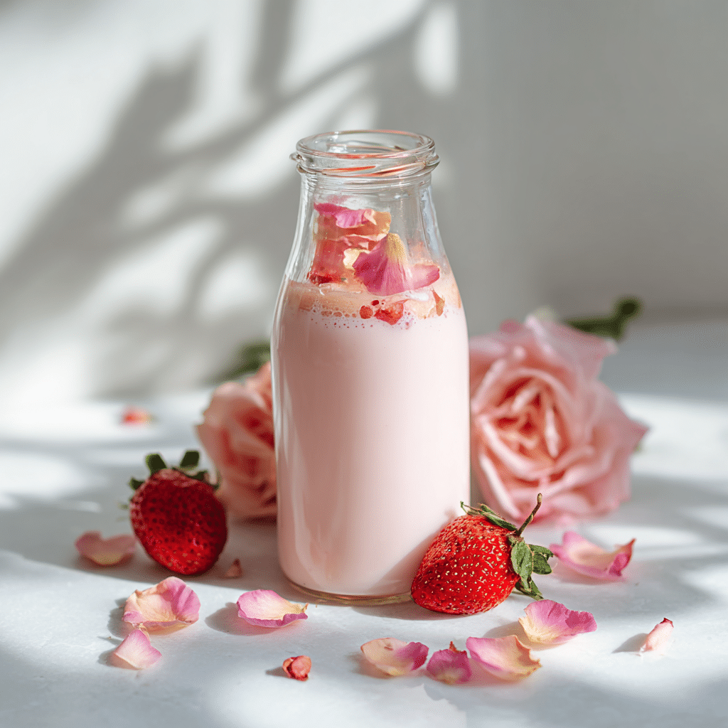 Sweetheart Strawberry Rose Milk Recipe - Recipe Image