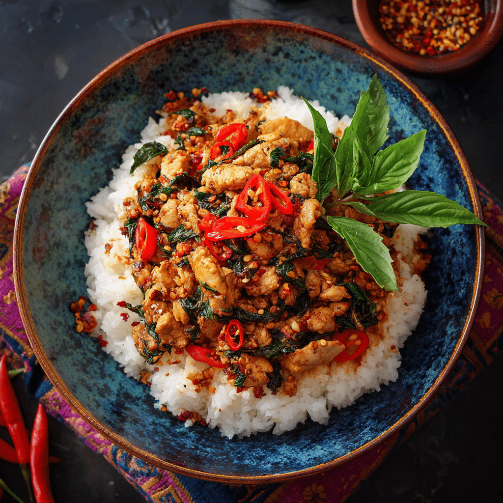Spicy Thai Basil Chicken Rice: Fragrant & Fiery Recipe - Recipe Image