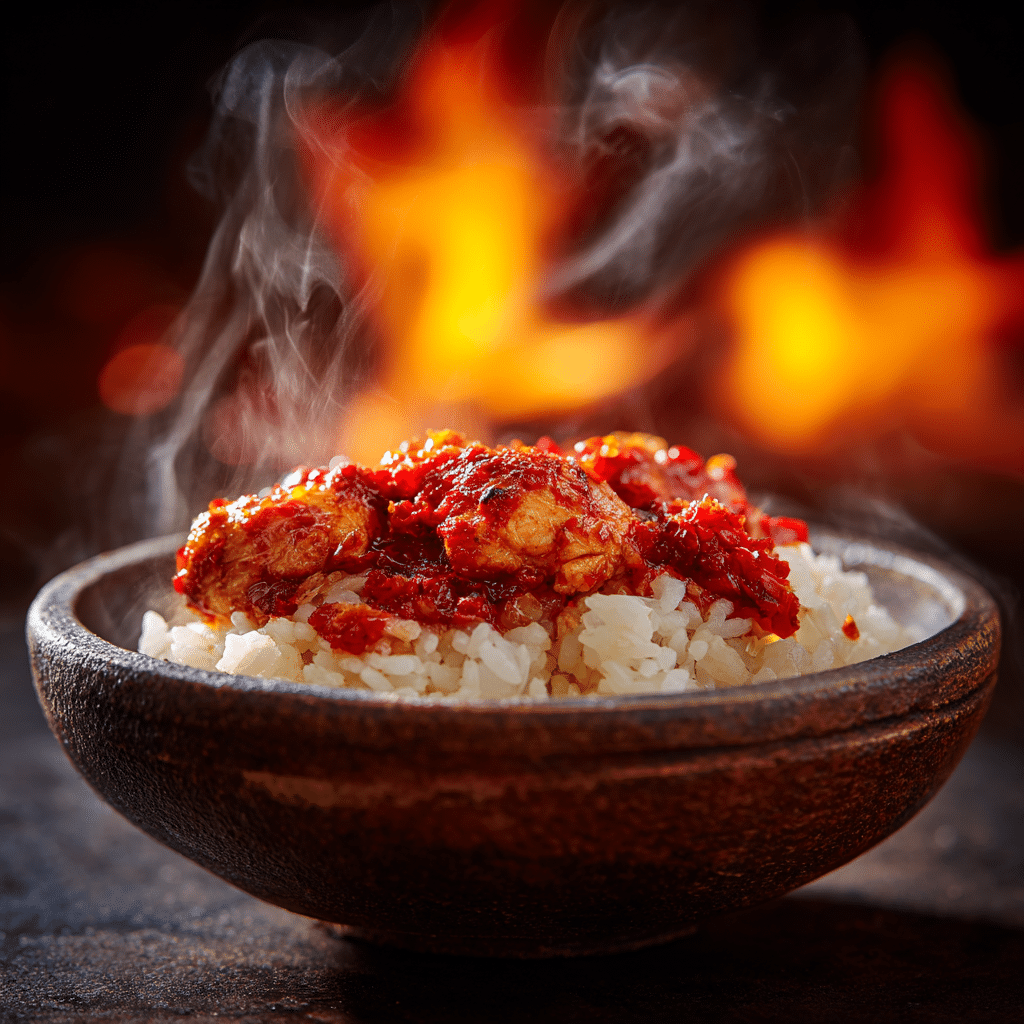 Carolina Reaper Fire Chicken Rice: Extreme Heat Challenge Recipe - Recipe Image
