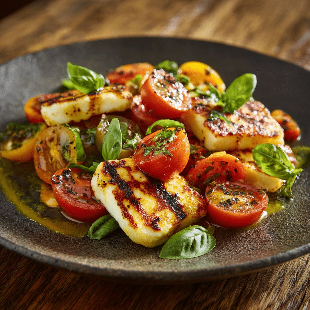 Grilled Halloumi & Tomato Salad Recipe - Recipe Image