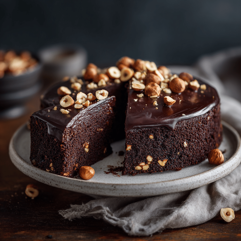 Dark Chocolate & Hazelnut Cake Recipe - Recipe Image
