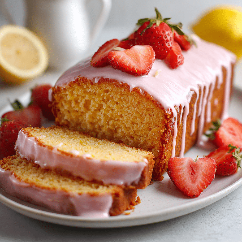 Strawberry Lemonade Loaf Cake Recipe - Recipe Image