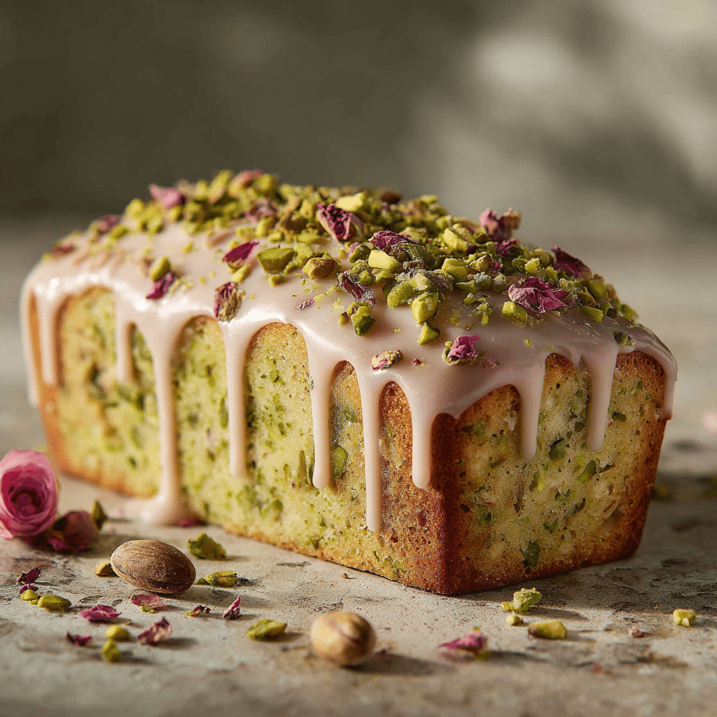 Pistachio Rose Loaf Cake Recipe - Recipe Image
