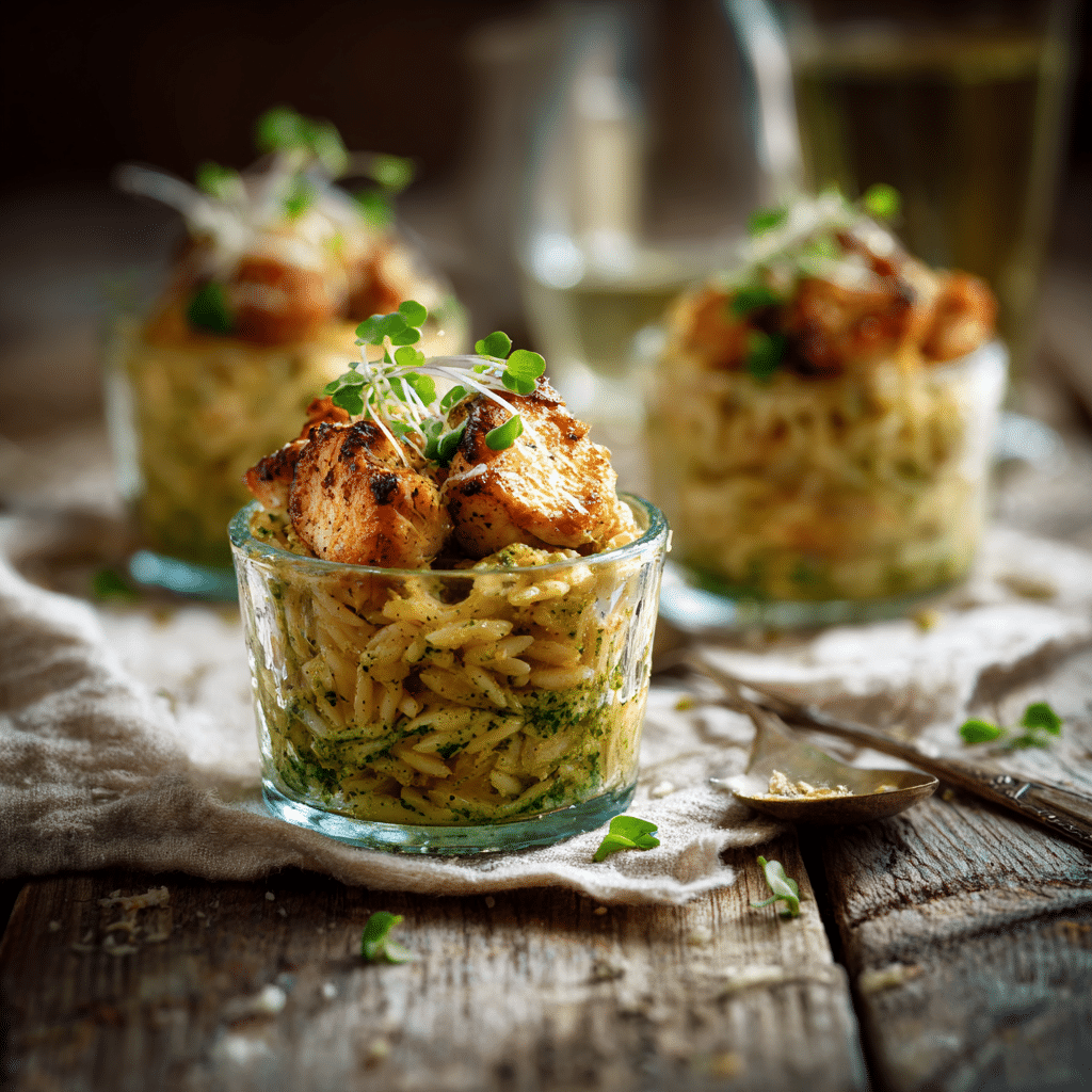 Creamy Pesto Chicken Orzo Cups Recipe - Recipe Image