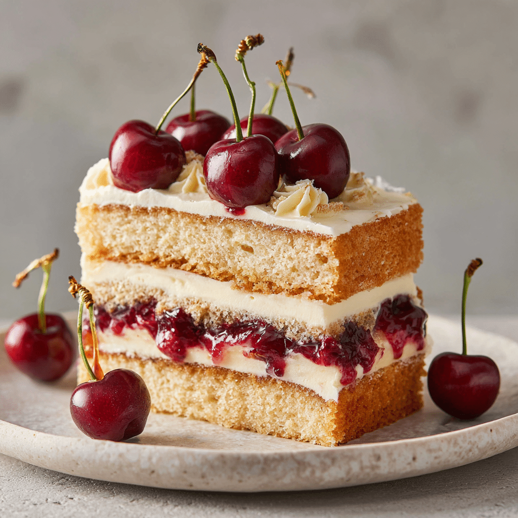 Cherry Vanilla Layer Cake Recipe - Recipe Image