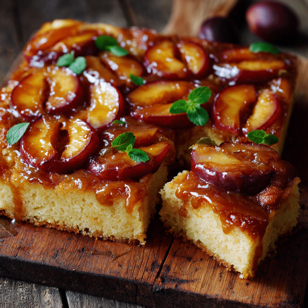 Plum Cinnamon Upside-Down Cake Recipe - Recipe Image