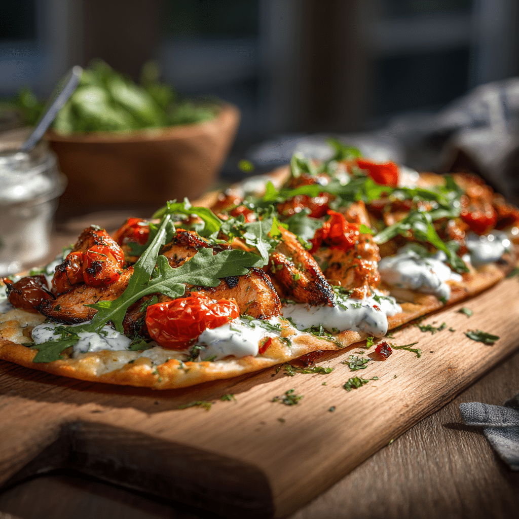 Mediterranean Chicken Flatbread Recipe - Recipe Image