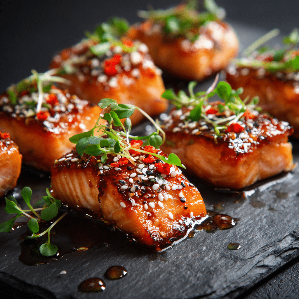Spicy Honey Glazed Salmon Bites Recipe - Recipe Image