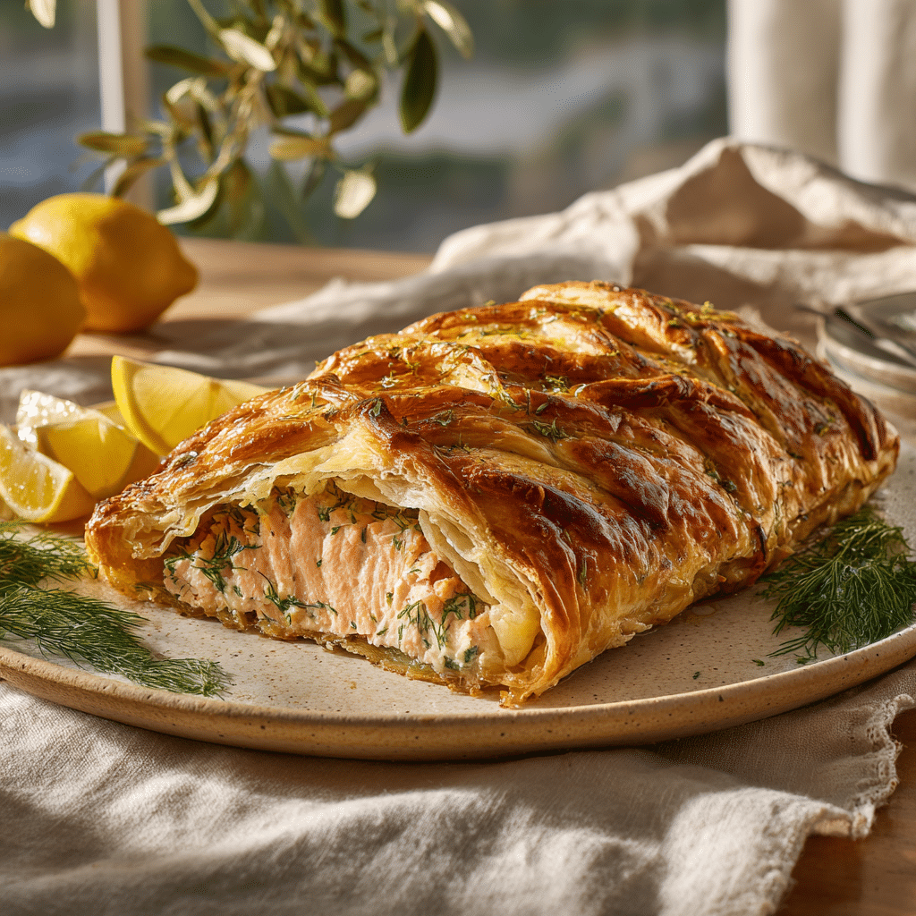 Mediterranean Herb-Crusted Salmon en Croûte Recipe - Recipe Image