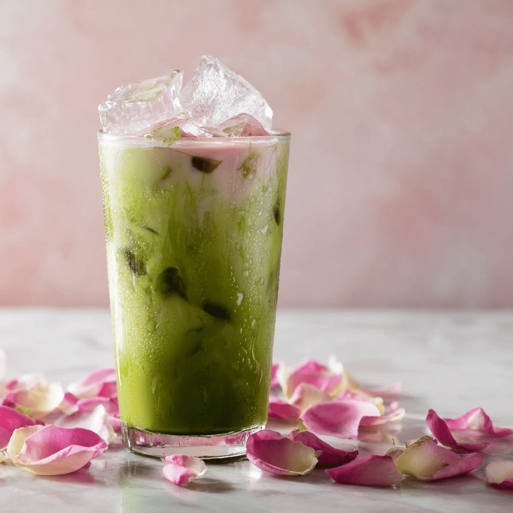 Matcha Rose Iced Velvet Latte Recipe - Recipe Image