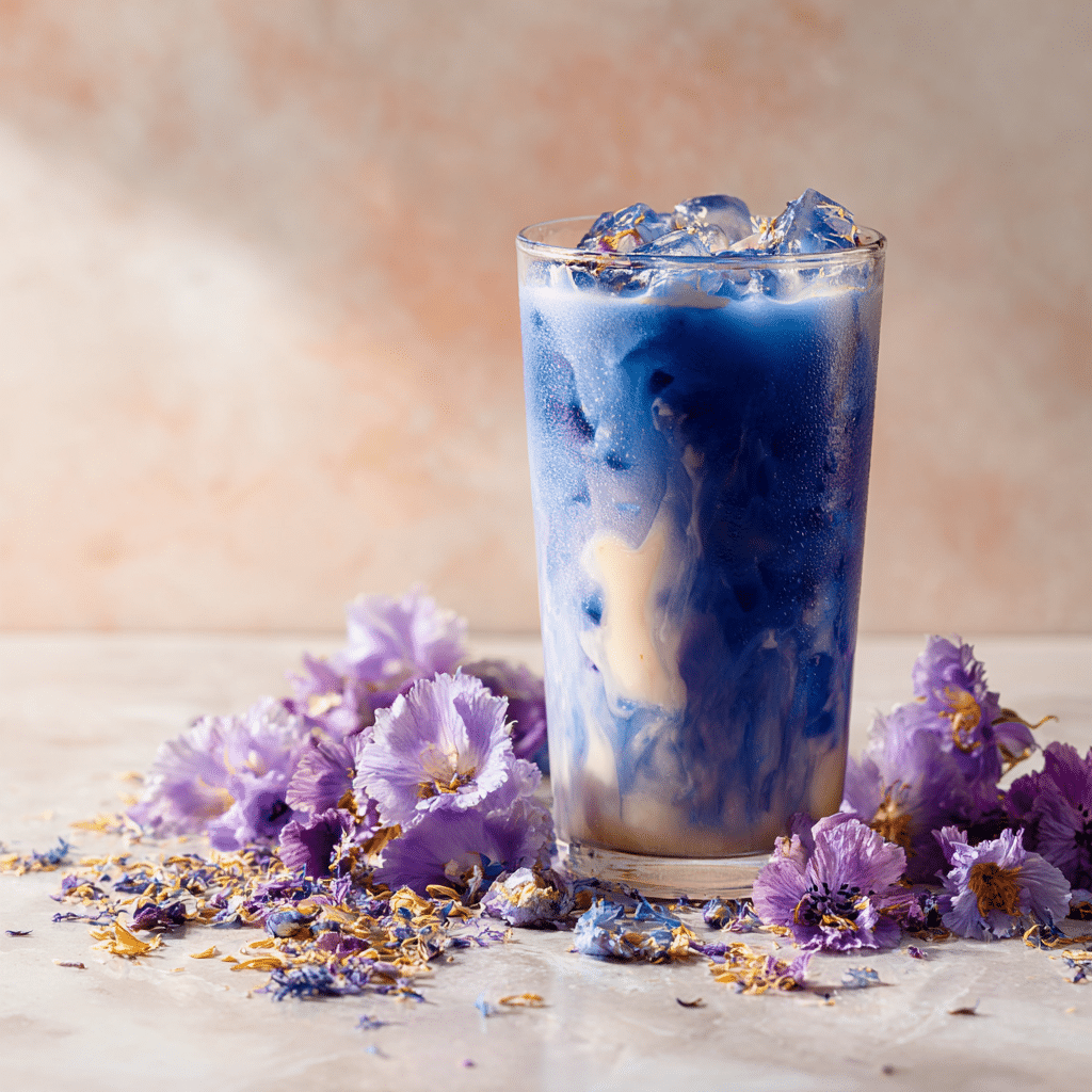 Blue Butterfly Pea Iced Milk Tea Recipe - Recipe Image