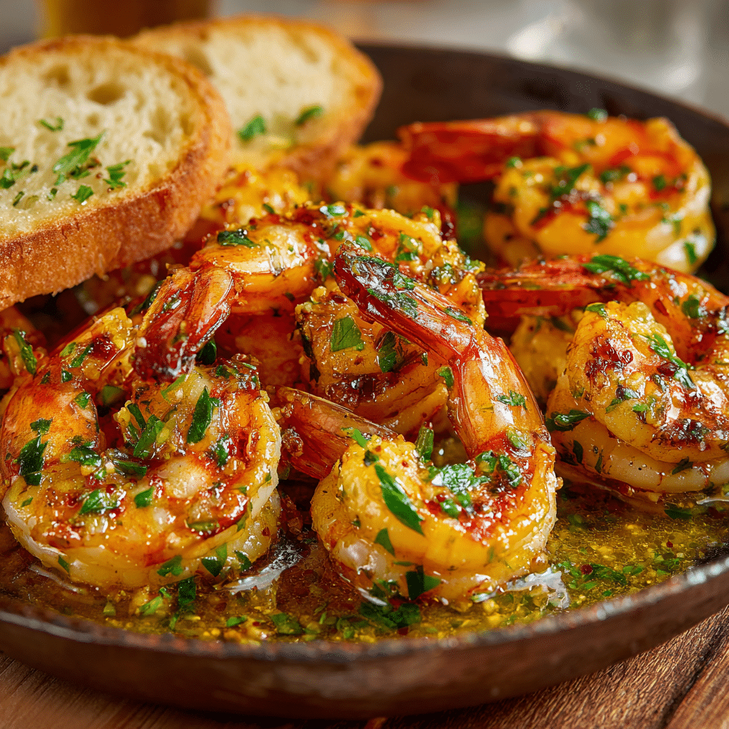 Butter Garlic Shrimp with Warm Bread Recipe - Recipe Image