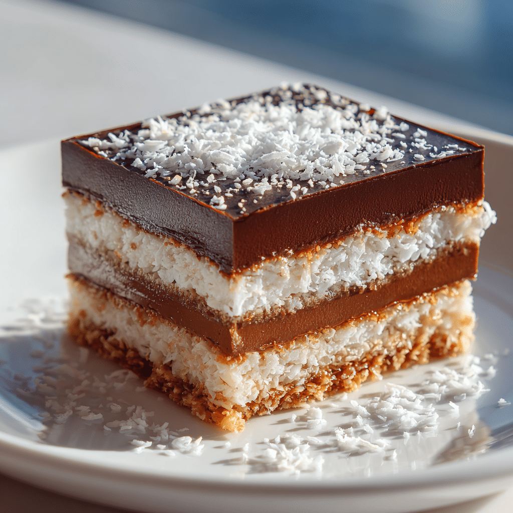 No-Bake Coconut Chocolate Slice Recipe - Recipe Image