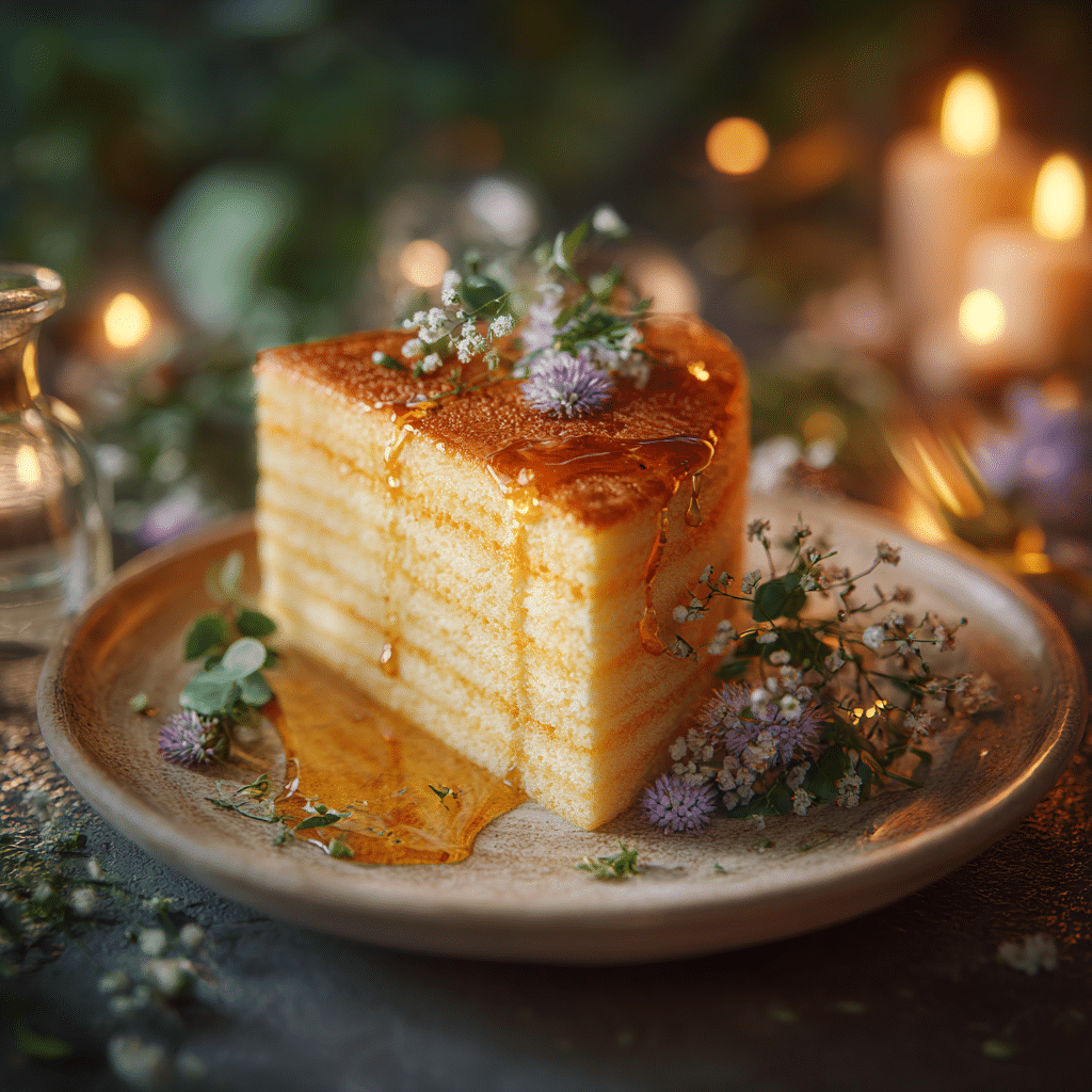 Cheese and Honey Sponge Cake Recipe - Recipe Image