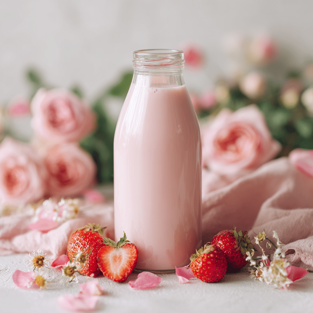 Sweetheart Strawberry Rose Milk Recipe - Recipe Image