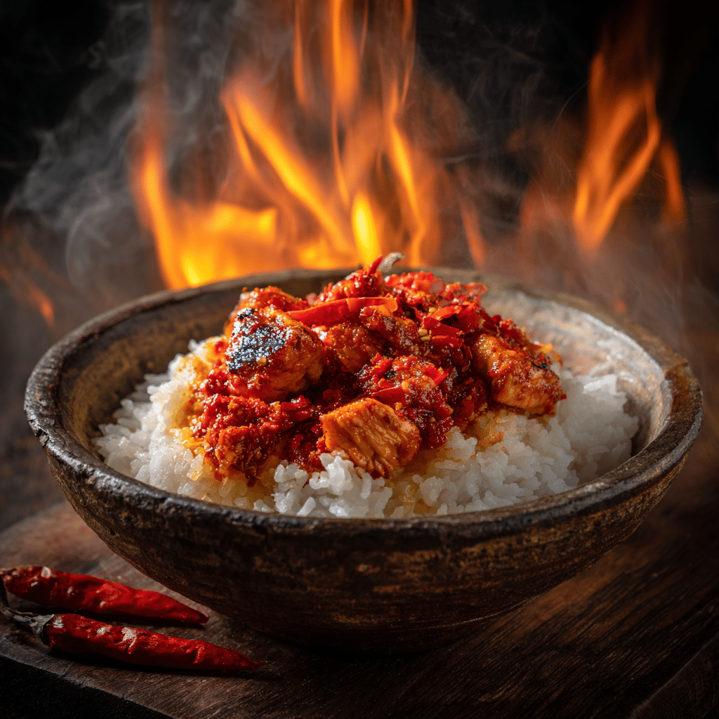 Carolina Reaper Fire Chicken Rice: Extreme Heat Challenge Recipe - Recipe Image