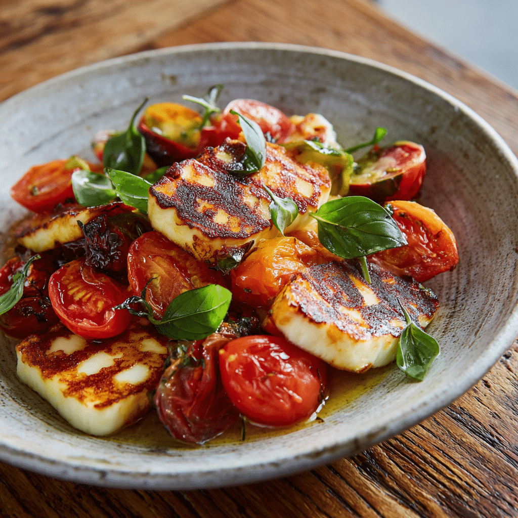 Grilled Halloumi & Tomato Salad Recipe - Recipe Image